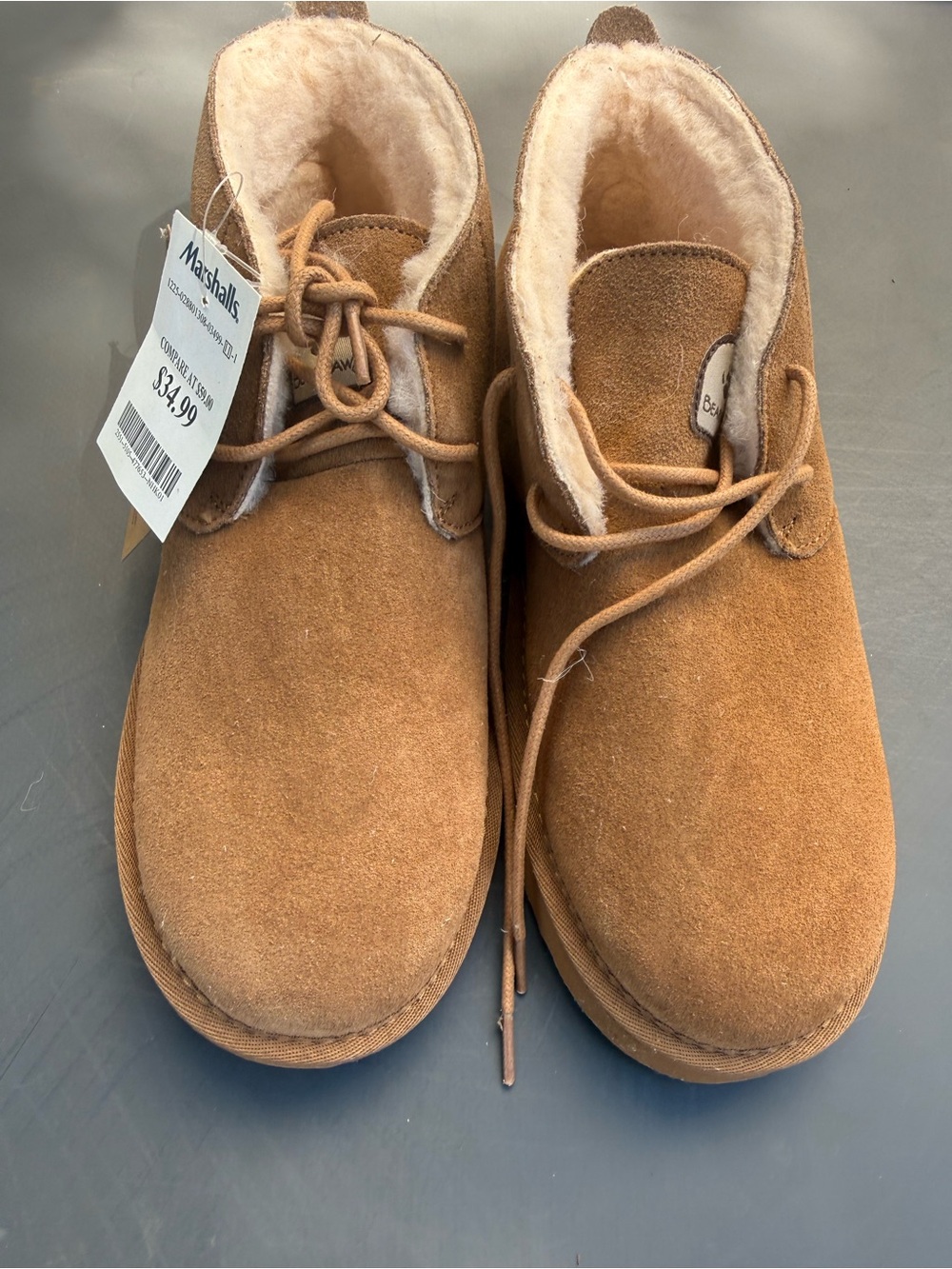 BearPaw Chestnut Suede Lace-Up Cozy Ankle Boots